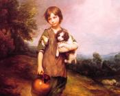 托马斯 庚斯博罗 : Cottage Girl with Dog and Pitcher